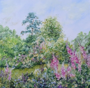 Border with foxgloves