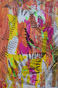 Silk screen and gelli print, Fern leaves
