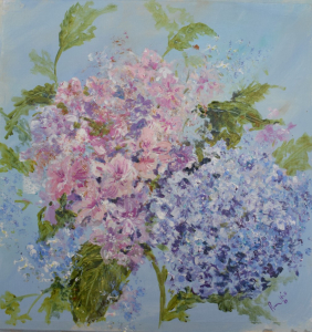 Pink and blue hydrangeas