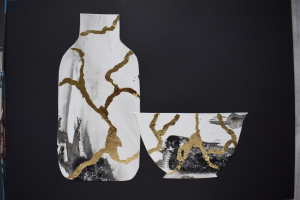 kintsugi vase and bowl